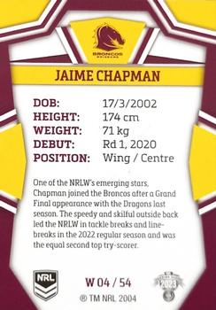 2023 NRL Traders Titanium - NRLW #W04 Jaime Chapman Back